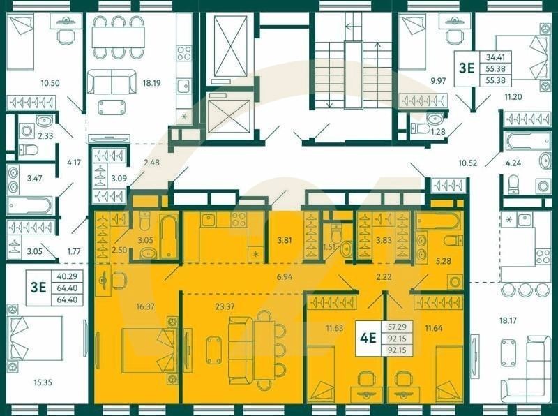 3-комн, 92.15 м², 7 этаж