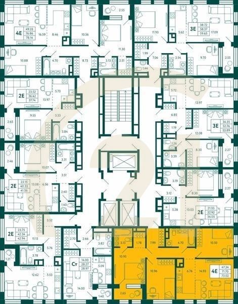 3-комн, 73.02 м², 19 этаж