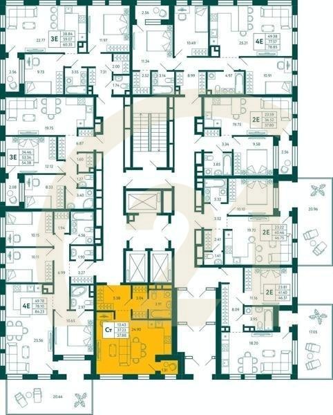 Студия, 37.88 м², 2 этаж