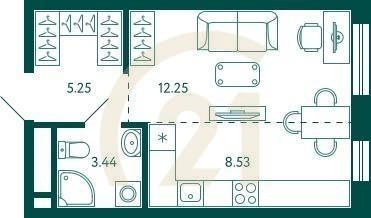 Студия, 29.47 м², 11 этаж