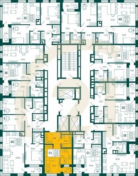 Студия, 28.34 м², 19-25 этаж