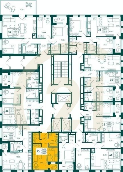 Студия, 29.69 м², 2 этаж