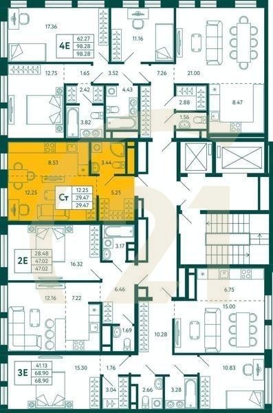 Студия, 29.47 м², 11 этаж