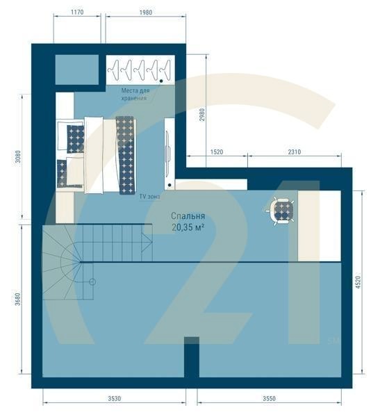 2-комн, 62.52 м², 23 этаж