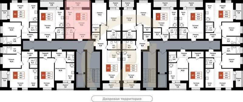 Студия, 32 м², 2-8 этаж