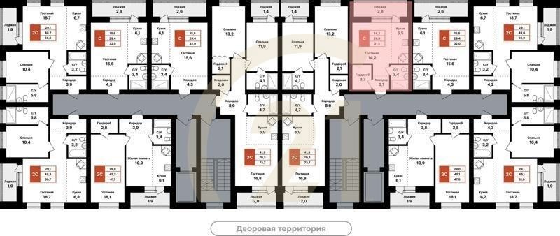 Студия, 31.5 м², 2-8 этаж