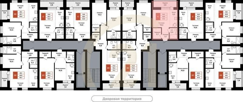 Студия, 31.5 м², 2-8 этаж