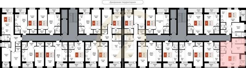 2-комн, 51.7 м², 2-7 этаж