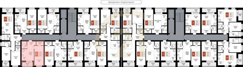 2-комн, 44.4 м², 3-8 этаж