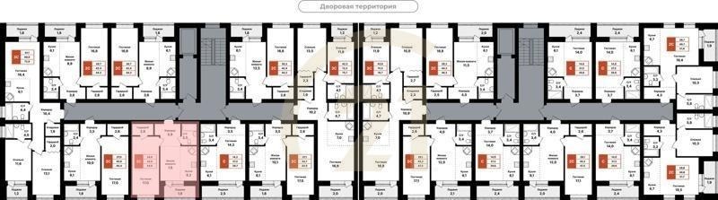 2-комн, 44.6 м², 2-8 этаж