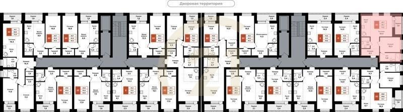 2-комн, 51.6 м², 2-7 этаж