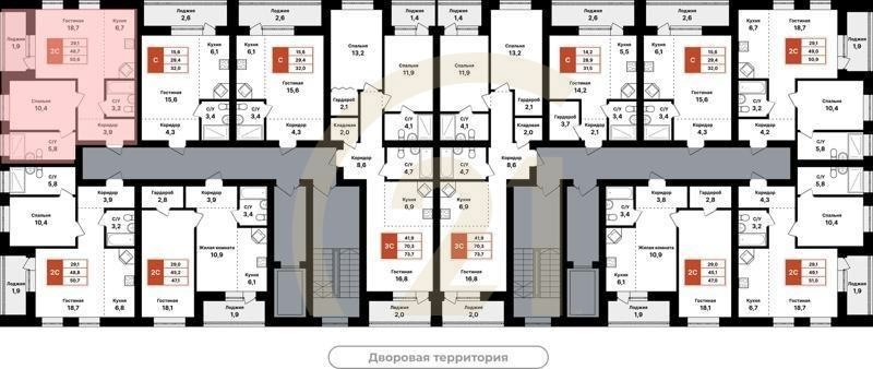 2-комн, 50.6 м², 2-8 этаж