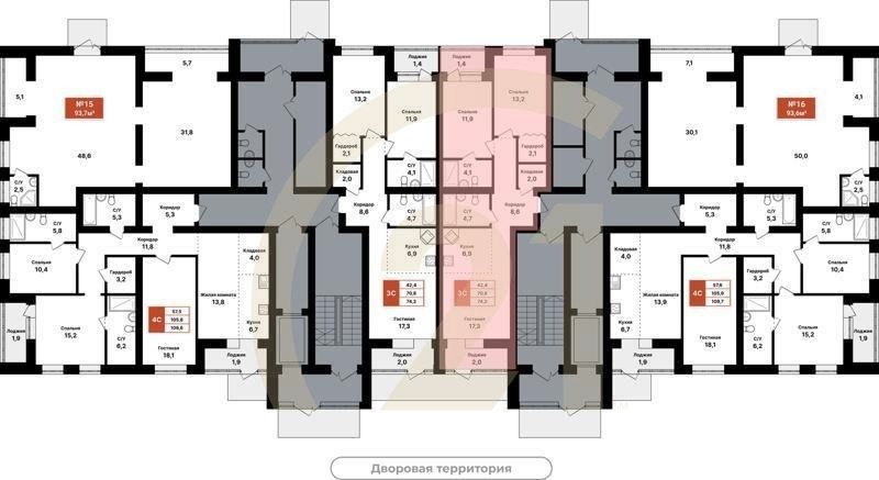 3-комн, 74.2 м², 1 этаж