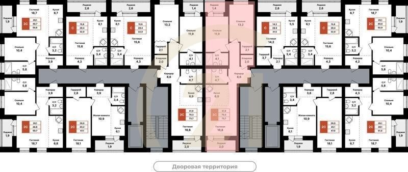 3-комн, 73.7 м², 2-8 этаж