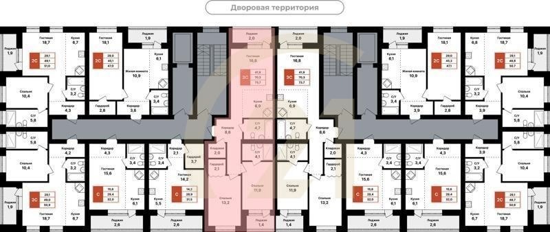 3-комн, 73.7 м², 2-8 этаж