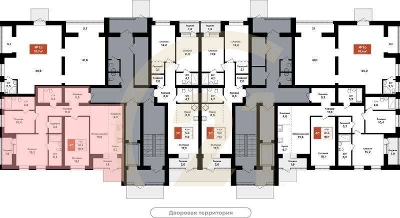 4-комн, 109.6 м², 1 этаж