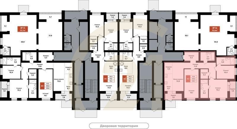 4-комн, 109.7 м², 1 этаж