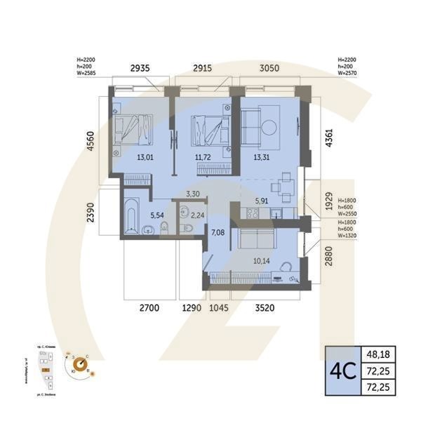 4-комн. квартира 67,68 м² 27/32 эт.
