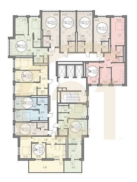3-комн, 59.75 м², 7 этаж