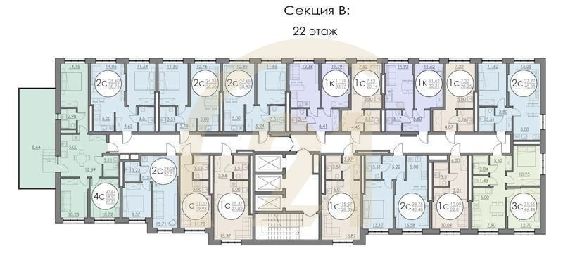 4-комн, 67.57 м², 22 этаж