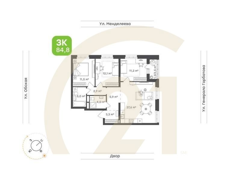3-комн. квартира 76,2 м² 3/26 эт.