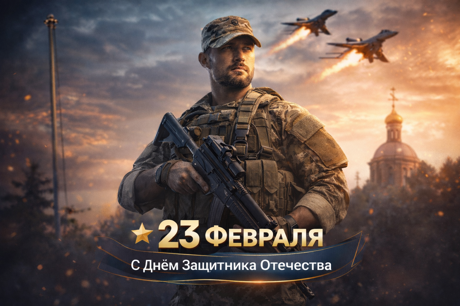 Вместо обычной открытки создайте стильное поздравительное фото по готовому шаблону. Это быстрый и современный способ оформить поздравление к 23 февраля без лишних сложностей.