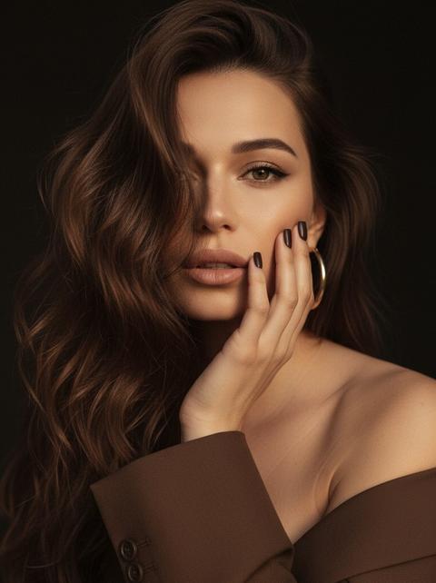 Создай портрет, Не меняй черты лица.
Лицо очень близко к камере, заполняя весь кадр, больше ничего в кадре.
Волосы женщины волнистые и беспорядочно разбросаны по лицу частично закрывая его.
На ней пиджак коричневого цвета большого размера, слегка спущенный и видны ее плечи.
На ушах стильные серьги круглой формы.
Ее правая рука касается к щеке, квадратный маникюр , темного цвета, пальцы распущены , Осветление должно подчеркивать черты лица. Фон немного затемнен, чтобы лицо выделялось в резком контрасте.
Фото в золотой час, разрешение 8К Создай портрет, Не меняй черты лица.
Лицо очень близко к камере, заполняя весь кадр, больше ничего в кадре.
Волосы женщины волнистые и беспорядочно разбросаны по лицу частично закрывая его.
На ней пиджак коричневого цвета большого размера, слегка спущенный и видны ее плечи.
На ушах стильные серьги круглой формы.
Ее правая рука касается к щеке, квадратный маникюр , темного цвета, пальцы распущены , Осветление должно подчеркивать черты лица. Фон немного затемнен, чтобы лицо выделялось в резком контрасте.
Фото в золотой час, разрешение 8К