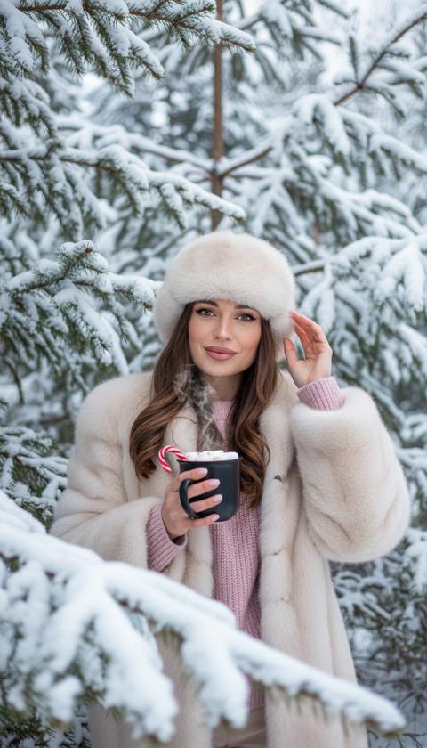 Фотореалистичный кинематографический зимний портрет.
Обязательный точный перенос лица с загруженного референс-фото (identity lock, face match 1:1) — сохранить все черты без стилизации: форма лица, глаза, губы, нос, пропорции, тон кожи. Лицо живое, натуральная мимика, мягкий уверенный взгляд прямо в камеру, лёгкая расслабленная улыбка. Реалистичная кожа с порами, микротекстура, лёгкий холодный румянец, естественный макияж.
Персонаж стоит по пояс в кадре в заснеженном хвойном лесу. Еловые ветви густо покрыты свежим снегом, фон естественный, слегка размыт, создаёт глубину. Холодный зимний воздух, мягкий рассеянный дневной свет пасмурного неба, без жёстких теней.
Одежда: светлая меховая шуба, нежно-розовый вязаный свитер, пушистая светлая ушанка. В руках чёрный стакан с горячим напитком, маршмеллоу сверху, красно-белая карамельная трость. Одна рука держит стакан перед грудью, вторая слегка приподнята к голове, касаясь шапки. Поза естественная, расслабленная, женственная.
Композиция: портрет, правило третей, лицо — главный фокус.
Малая глубина резкости, мягкий фон (natural bokeh).
Цвета: холодные зимние, кремовые и бежевые оттенки, мягкий контраст.
Камера: full-frame photo camera, стиль Sony A7R V / Canon R5, объектив 85mm, f/1.8, ISO 100, 1/400s.
Ultra realistic, cinematic photo, natural light, no plastic skin, no stylization.
Приоритет: максимальная точность лица с референса, ощущение реальной фотографии. Фотореалистичный кинематографический зимний портрет.
Обязательный точный перенос лица с загруженного референс-фото (identity lock, face match 1:1) — сохранить все черты без стилизации: форма лица, глаза, губы, нос, пропорции, тон кожи. Лицо живое, натуральная мимика, мягкий уверенный взгляд прямо в камеру, лёгкая расслабленная улыбка. Реалистичная кожа с порами, микротекстура, лёгкий холодный румянец, естественный макияж.
Персонаж стоит по пояс в кадре в заснеженном хвойном лесу. Еловые ветви густо покрыты свежим снегом, фон естественный, слегка размыт, создаёт глубину. Холодный зимний воздух, мягкий рассеянный дневной свет пасмурного неба, без жёстких теней.
Одежда: светлая меховая шуба, нежно-розовый вязаный свитер, пушистая светлая ушанка. В руках чёрный стакан с горячим напитком, маршмеллоу сверху, красно-белая карамельная трость. Одна рука держит стакан перед грудью, вторая слегка приподнята к голове, касаясь шапки. Поза естественная, расслабленная, женственная.
Композиция: портрет, правило третей, лицо — главный фокус.
Малая глубина резкости, мягкий фон (natural bokeh).
Цвета: холодные зимние, кремовые и бежевые оттенки, мягкий контраст.
Камера: full-frame photo camera, стиль Sony A7R V / Canon R5, объектив 85mm, f/1.8, ISO 100, 1/400s.
Ultra realistic, cinematic photo, natural light, no plastic skin, no stylization.
Приоритет: максимальная точность лица с референса, ощущение реальной фотографии.