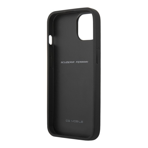 Кожаный чехол Ferrari Quilted with metal logo Hard для iPhone 13, красный