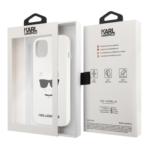 Karl Lagerfeld чехол Liquid silicone Choupette Hard для iPhone 13 mini, белый KLHCP13SSLCHWH