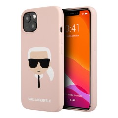 Lagerfeld чехол Liquid silicone Karl's Head Hard для iPhone 13 mini, розовый KLHCP13SSLKHLP