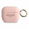 Чехол Guess Silicone Glitter с кольцом для Airpods 3 (2021), розовый
