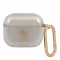 Чехол Guess Transparent Glitter 4G с карабином для Airpods 3 (2021), черный