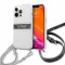 Чехол Guess 4G Stripe Hard Transparent +Silver crossbody chain для iPhone 13 Pro Max