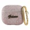Чехол Guess PU leather 4G metal logo с карабином для Airpods 3 (2021), розовый