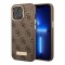 Чехол Guess PU 4G Plate metal logo Hard для iPhone 13 Pro Max, коричневый (Magsafe)