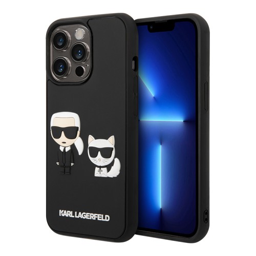 Чехол Lagerfeld 3D Rubber Karl and Choupette Hard для iPhone 14 Pro, черный