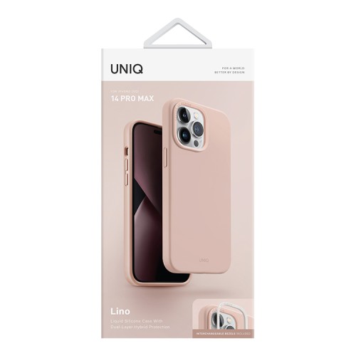 Силиконовый чехол Uniq LINO для iPhone 14 Pro Max, розовый