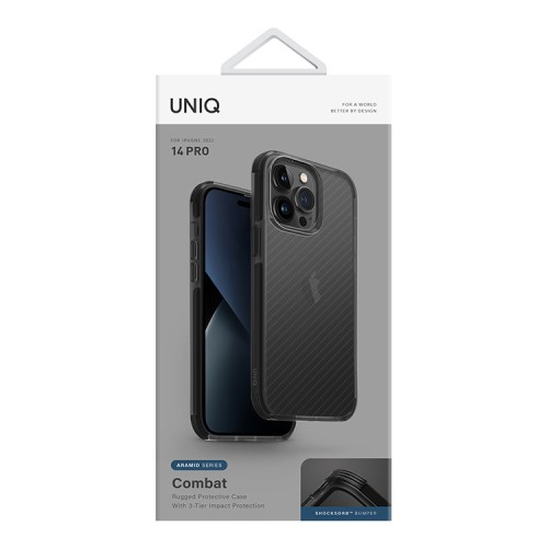 Чехол Uniq Combat Aramid effect для iPhone 14 Pro, Smoke