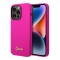 Чехол Guess Liquid Silicone Gold Metal logo для iPhone 14 Pro Max, фуксия