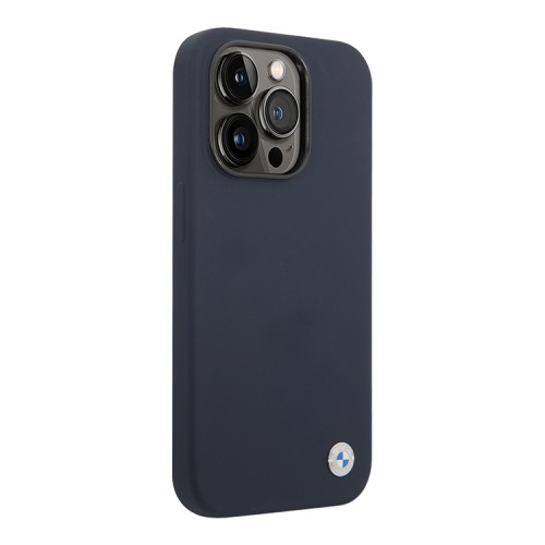 Чехол BMW Liquid Silicone для iPhone 14 Pro, синий