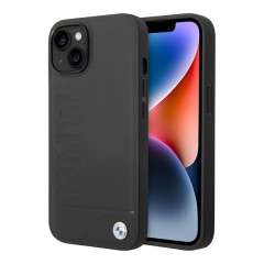 Кожаный чехол BMW Signature Logo imprint Hard для iPhone 14 Plus, черный (MagSafe)