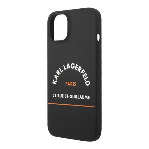 Чехол Lagerfeld Liquid silicone RSG logo Hard для iPhone 14, черный (MagSafe)
