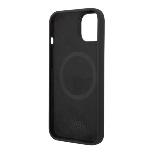 Чехол Lagerfeld Liquid silicone RSG logo Hard для iPhone 14, черный (MagSafe)