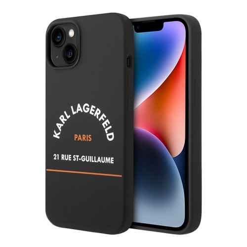 Чехол Lagerfeld Liquid silicone RSG logo Hard для iPhone 14, черный (MagSafe)