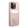 Чехол Guess PU Saffiano Double cardslot w Metal triangle logo Hard для iPhone 14 Pro Max, розовый