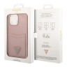 Чехол Guess PU Saffiano Double cardslot w Metal triangle logo Hard для iPhone 14 Pro Max, розовый