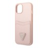 Чехол Guess PU Saffiano Double cardslot w Metal triangle logo Hard для iPhone 14 Plus, розовый
