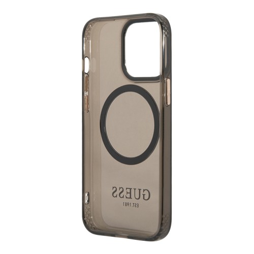 Чехол Guess Metal outline Hard для iPhone 13 Pro Max, черный/золотой (MagSafe)