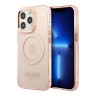 Чехол Guess Metal outline Hard для iPhone 13 Pro Max, розовый/золотой (MagSafe)